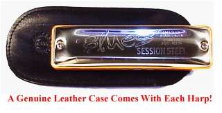   Session Stainless Steel Reed Harmonica KEY OF CHOICE & Leather Case
