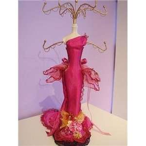  Beautiful Jewelry Display Doll  Rasberry Dress with 