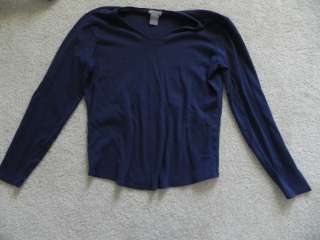 Ann Taylor Navy Blue Long Sleeve T Shirt Size Medium Used ~  