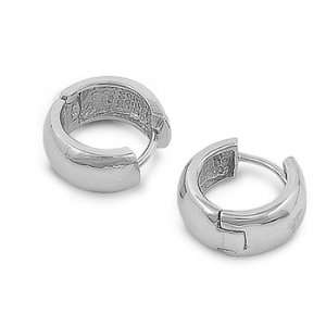  Sterling Silver Plain Huggie Hoop Earrings Jewelry