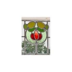  Duo Red Floral Antique Stained Glass