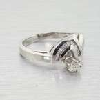   14k White Gold Diamond Heart Custom Engagement Ring Wedding Set  