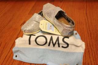 NEW TOMS Toddlers Silver Glitter Canvas Tiny SHOES sz 2,3,4,5, 6,7,8,9 
