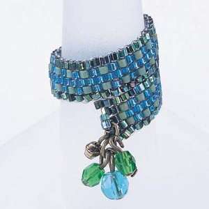  Create Your Own DIY Miyuki Glass Bead Ring Kit   Blue Green 