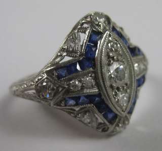 1920s Art Deco Platinum & Diamond/Sapphire Ring FANTASTIC  