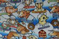 Farm Animals Baseball Anti Pill Fleece Fabric BTY  