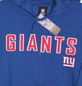 New York GIANTS NFL Blue HOODIE JACKET with NY PATCHES L  