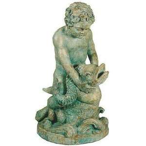   Galleries SRB991515 Putto with Fish Fountain Patio, Lawn & Garden