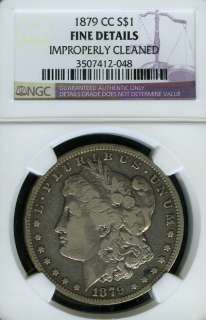 1879 CC NGC FINE DETAILS IMP. CLEANED MORGAN SILVER DOLLAR S$1 FA26 
