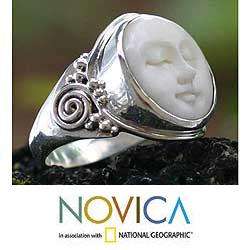   Silver Mens Face of the Moon Ring (Indonesia)  