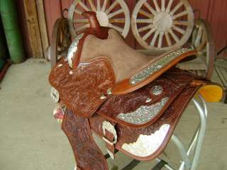 SMM CO FULLY TOOLED LEATHER 16 SILVER WESTERN SHOW PLEASURE TRAIL 