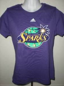   Angeles Sparks YOUTH GIRLS Large 14 Purple Adidas T Shirt 1SN  