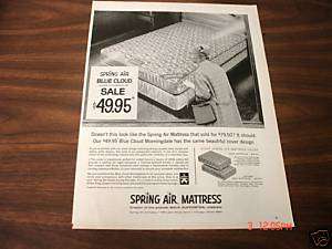 1968 Spring Air Mattress Blue Cloud Morningdale bed ad  