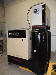20 HP Rotary Screw Air Compressor fully integrated with tanks and 