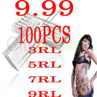 100 PCS tattoo disposable needles 3RL 5RL 7RL 9RL Assorted  