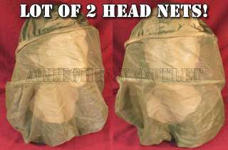 Lot of 2 Military Surplus Mosquito Bug Insect Mesh Head Face Net 