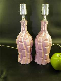 ANTIQUE PAIR OF PINK GLAZED POTTERY BOUDOIR LAMPS  