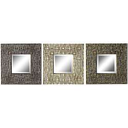 Antique Textured 16 inch Square Mirrors (Set of 3)  