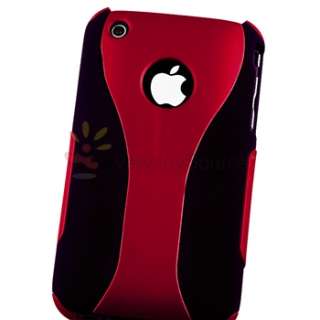 RED BLACK 3 PIECE HYBRID HARD CASE SKIN COVER FOR APPLE IPHONE 3G 3GS 