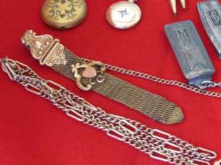 VICTORIAN JEWELRY COLLECTION LOT Gold Filled Pins WATCHES FOBS CAMEOS 