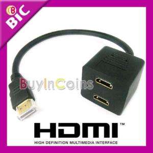 HDMI Male To 2 x HDMI Female Y Splitter Adapter Cable  