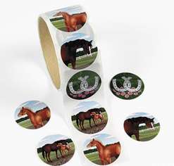 HORSE STICKERS~ Roll of 100 1.5 Stickers ~ Mare & Foal  