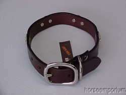 Western Cross Horse Conchos Dog Collar 1 Brown Leather 20  