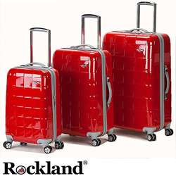 Rockland Elite Designer Red 3 piece Hardside Spinner Luggage Set 