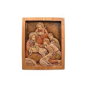    Cedar relief panel, Worshipping Baby Jesus