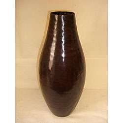 Hammered Dark Brown Metal Vase (Set of 2)  