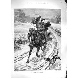   Late For Dinner Man Lady Riding Horse Dog Fine Art