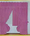 PINK Ruffled Double Swag Fabric Shower Curtain+Vinyl Liner+12 