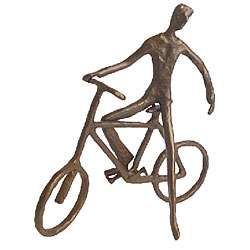 Man on Bicycle Cast Bronze Sculpture  