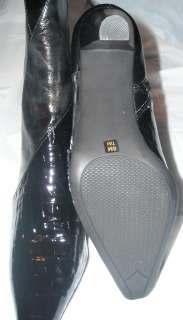 Impo Tai Squire Black Croco Stretch Knee Boots Rare 6  