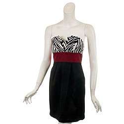  Womens Strapless Zebra Print Black/ Red Party Dress  