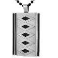 Stainless Steel Black Diamond Pattern Necklace MSRP $21 