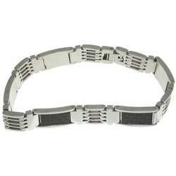 Stainless Steel Black Carbon Fiber Bracelet  