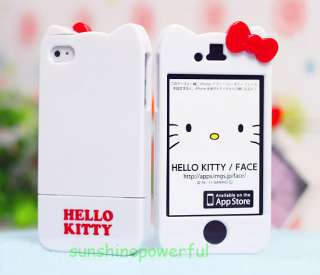 White Hello Kitty Bow Hard Case Cover skin for iPhone 4 4G  