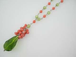 NEW MARLYN SCHIFF SS Coral & Peridot Necklace  
