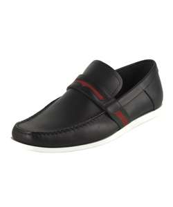 Gucci Leather Boat Shoes with Red & Green Web  