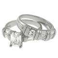Tressa Silver Emerald and Baguette cut CZ Bridal style Ring Set Was 