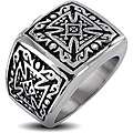 Stainless Steel Mens Tribal Decorated Celtic Cross Wide Ring