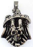 Skull Head Love You Mens Vintage Silver Solid Stainless Steel Pendant 