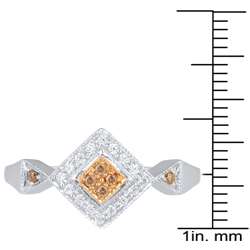 Sterling Silver 1/6ct TDW White and Champagne Diamond Ring (H I, I3 
