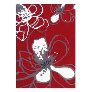   Modern Area Rugs Large 8x10 Bold Ivory Floral Red Furniture & Decor