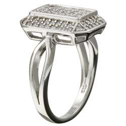 14k White Goldplated Micropave CZ Stamp Ring  