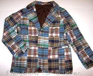 Boys KELLYS KIDS jacket NEW madras patchwork blazer brown blue 