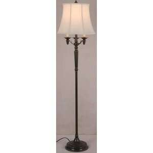   Lamp, Aged Black Finish with Off White Fabric Shade