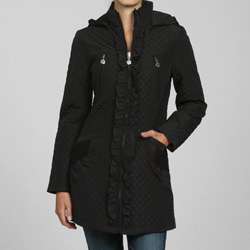 Betsey Johnson Womens Quilted Hooded Jacket  