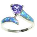 Sterling Silver Opal and Purple CZ Ring Today $31.49 